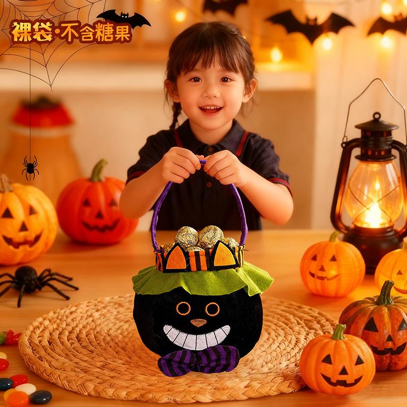 Halloween Candy Bags Pumpkin Tote Bags for Kids Kindergarten Trick or Treat Gift Bags with Handles Party Decorations