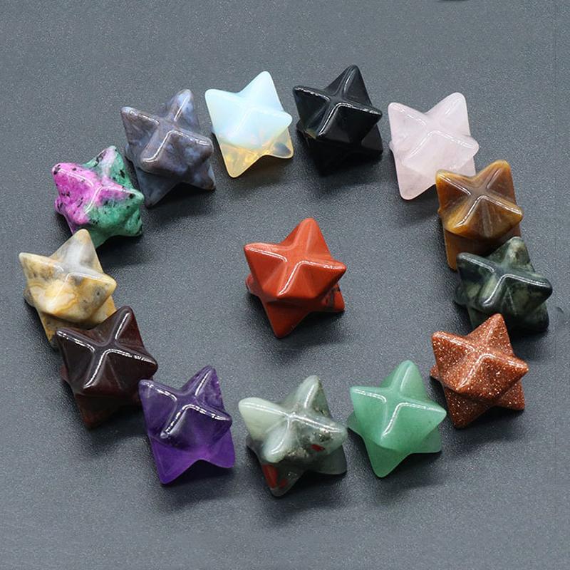 1 шт., маленькое духовное целебное украшение из кристаллов, натуральный камень, звезда Карба, домашний декор, гексаграмма, мини-мебель, ювелирные изделия, принадлежности 14x20 мм ADM