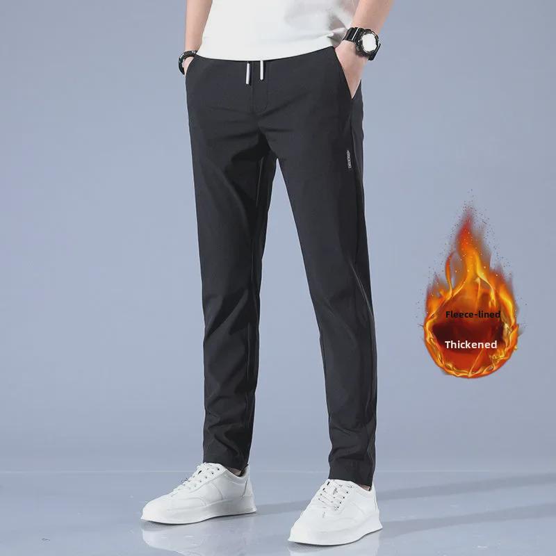 Мужские корейские брюки Black Label из утолщенного бархата, легкие деловые брюки, осень/зима, большой размер.