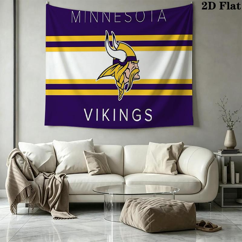 Minnesota Vikings Logo Wall Tapestry Aesthetic Wall Hanging Printed Fabric Blanket Decorative Tapestries for Bedroom Living Room Home Decor