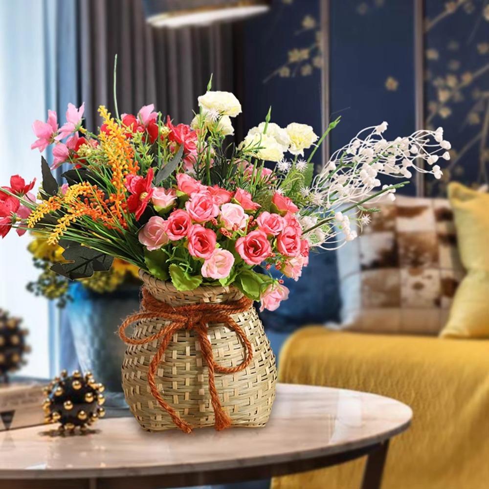 Lightweight Bamboo-woven Baskets Round Handmade Woven Storage Container  Farmhouse