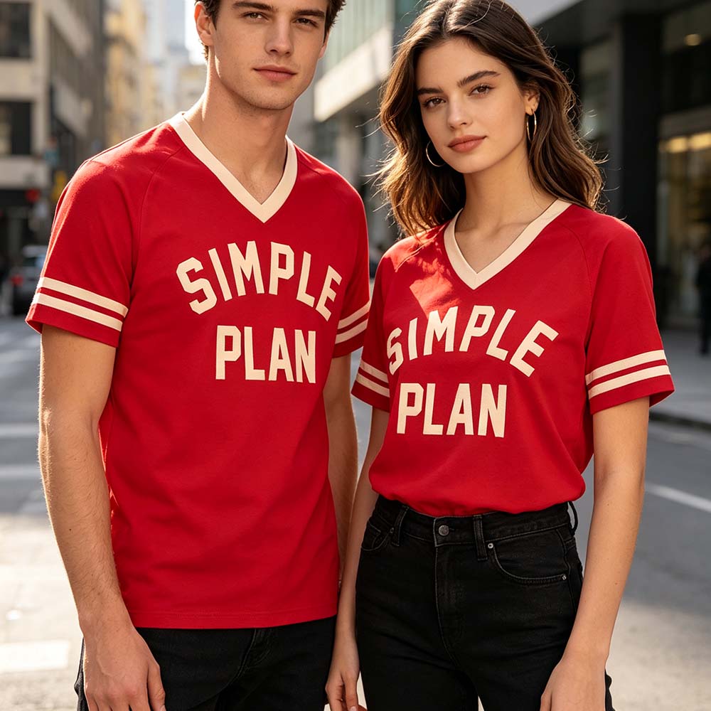 Simple Plan Football Tee Men Women Summer Jersey Short Sleeve V-neck Fashion Tshirt Casual Unisex Streetwear