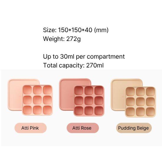 Atti Rabbit Easy Release Baby Food Cube Multi Silicone Storage Container Square 9 Cavity