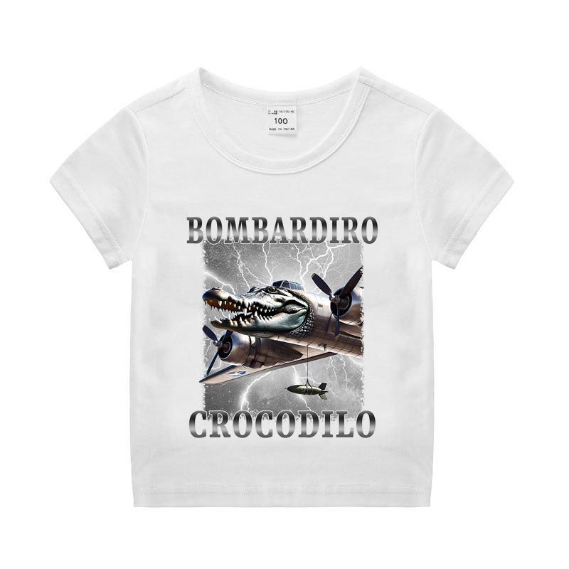 Итальянский Маразм Мальчик Девочка Хлопковая футболка Тунг Тунг Тунг Сахур Детская Летняя Одежда Смешной Мем Детские Топы с Коротким Рукавом Унисекс