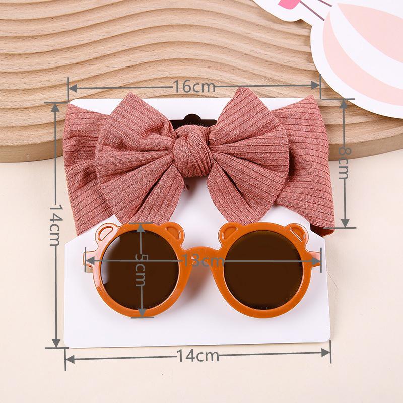 Baby Hair Accessories Summer Infant Headband Sunglasses Sun Protection Beach Kids Sun Glasses Head Band Set 2Pcs/Pack