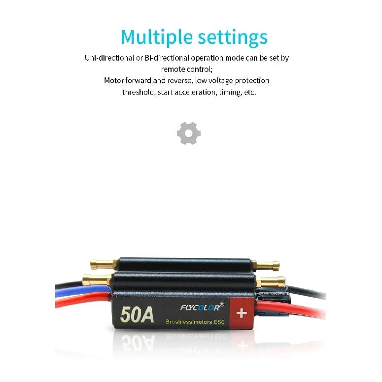 FlyColor 30A 50A 70A 90A 120A RC BOAT ESC Waterproof 2-6S Lipo Brushless Speed Controller with Program Card for RC Boat Motor