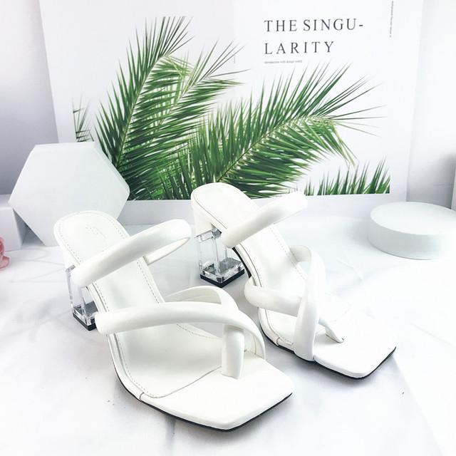 Женские летние шлепанцы на высоком каблуке 8,5 см, туфли-лодочки, прозрачные шлепанцы на блочном каблуке с кристаллами, женские удобные туфли без шнуровки зеленого цвета для вечеринки в стиле фетиш