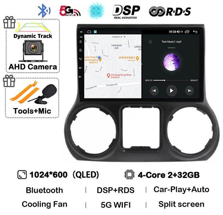 Android 14 Carplay Auto WIFI+4G For Jeep Wrangler 3 JK 2010 2011 2012-2018 Car Radio Multimedia Player GPS 360 Camera Stereo DSP