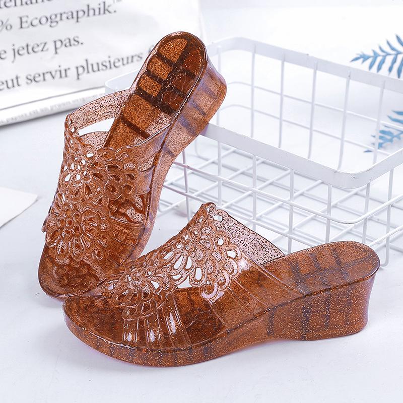 New Summer Sandals Female Crystal Jelly Shoes Beach Shoes Slip Plastic Transparent Shoes Women Sandals Pvc Jelly Sandals