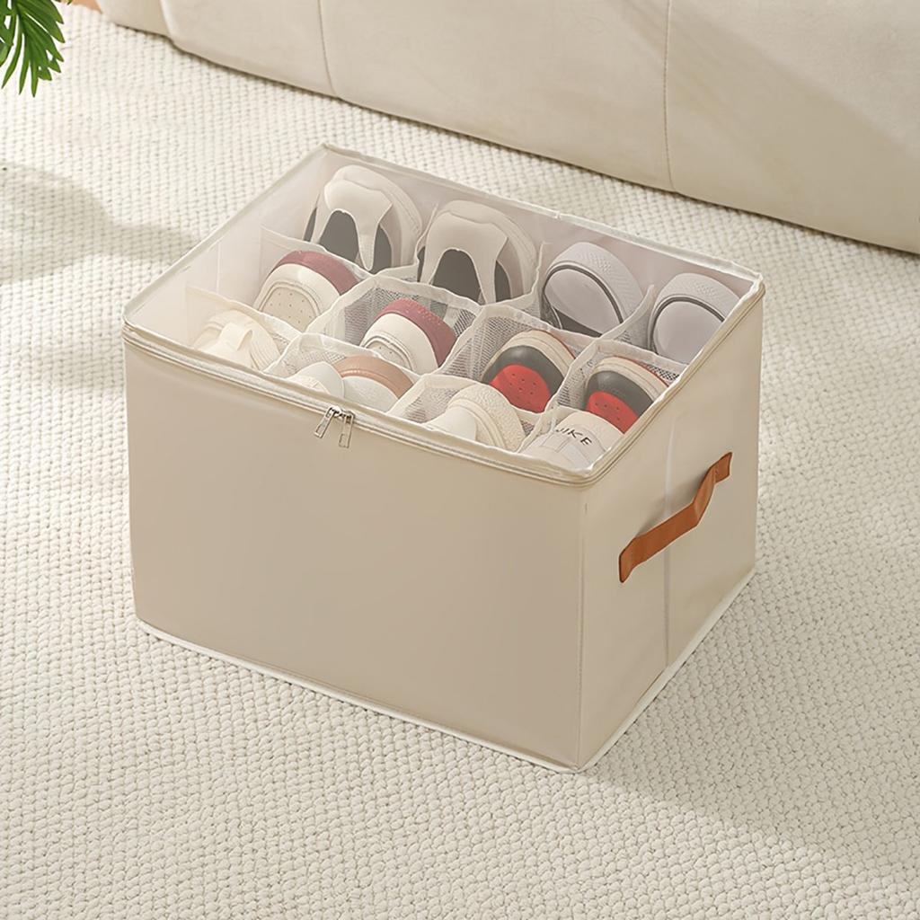 Pure Color of Household Clothing Shoes Bin with Cover Finishing Receive a Case 12 Fabric Folded Wardrobe Underwear Sorting Bin