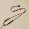 Classic Hand-Woven Hetian Jade Beaded Necklace with Adjustable Cord