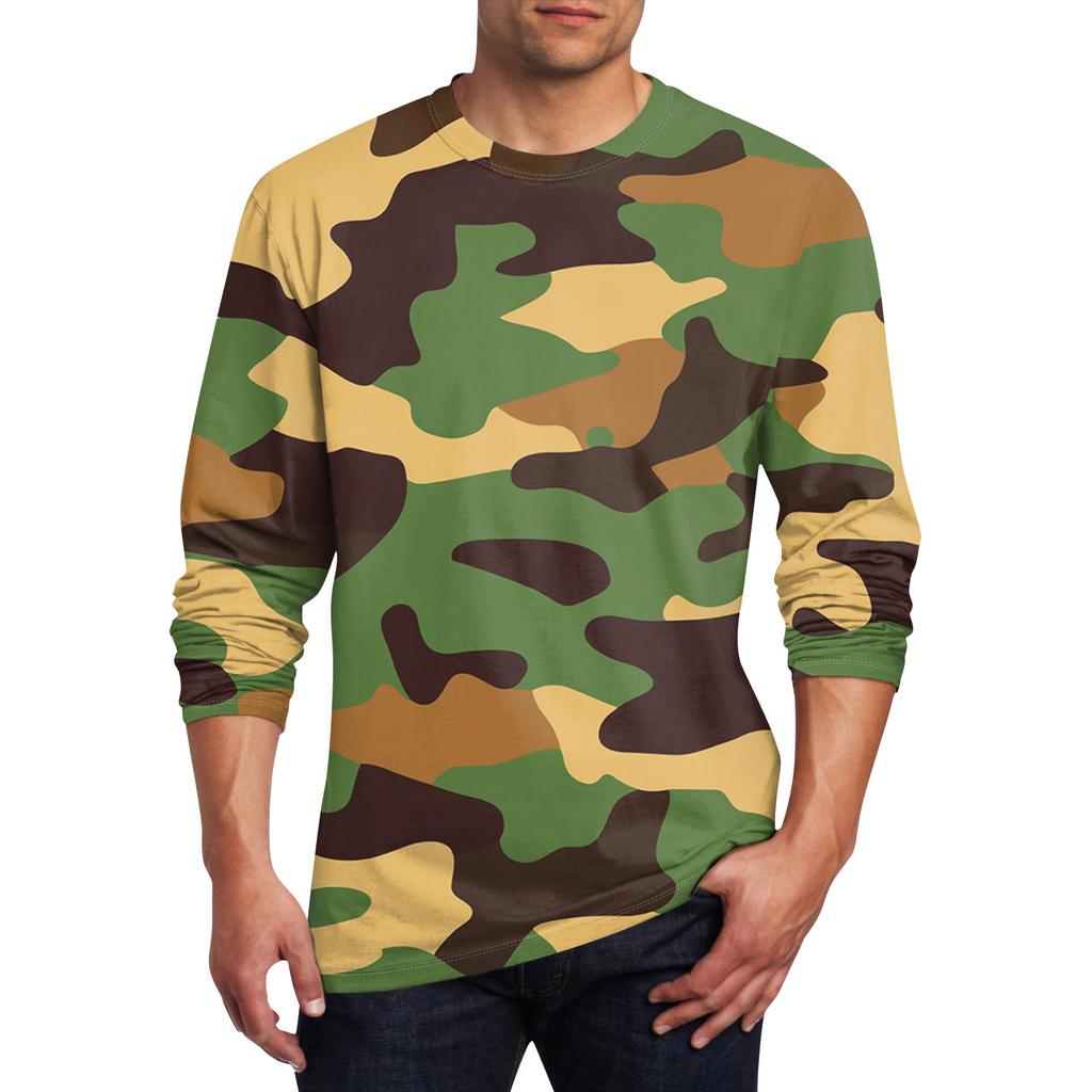 Муж. Футболка Круглый вырез Одежда Одежда На открытом воздухе Длинный рукав С принтом Модельер Винтаж