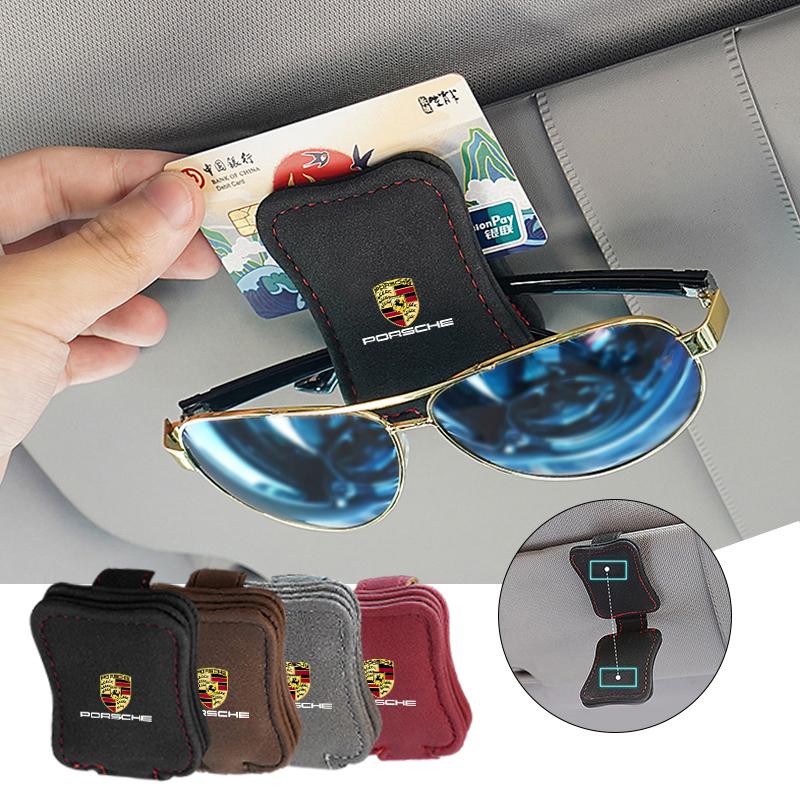 Car Sun Visor Glasses Clips Sunglasses Storage Holder For Porsche Cayenne Panamera Macan 911 718 Taycan Boxster Cayman 918 Pajun