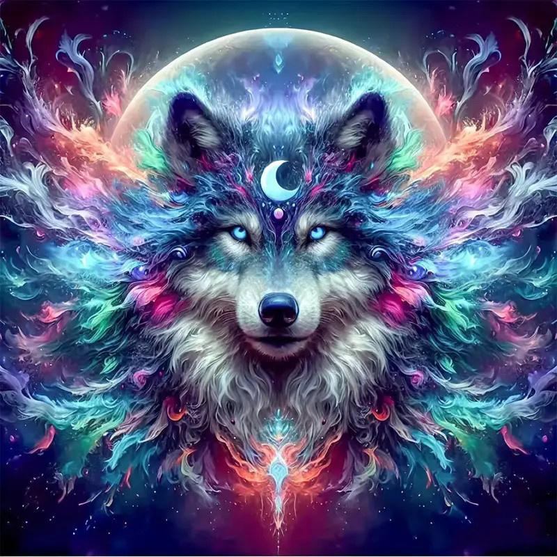 DIY Алмазная картина Животные в темноте Набор для вышивки крестом Мозаичное искусство Алмазная картина Полный круг Алмазное украшение для дома