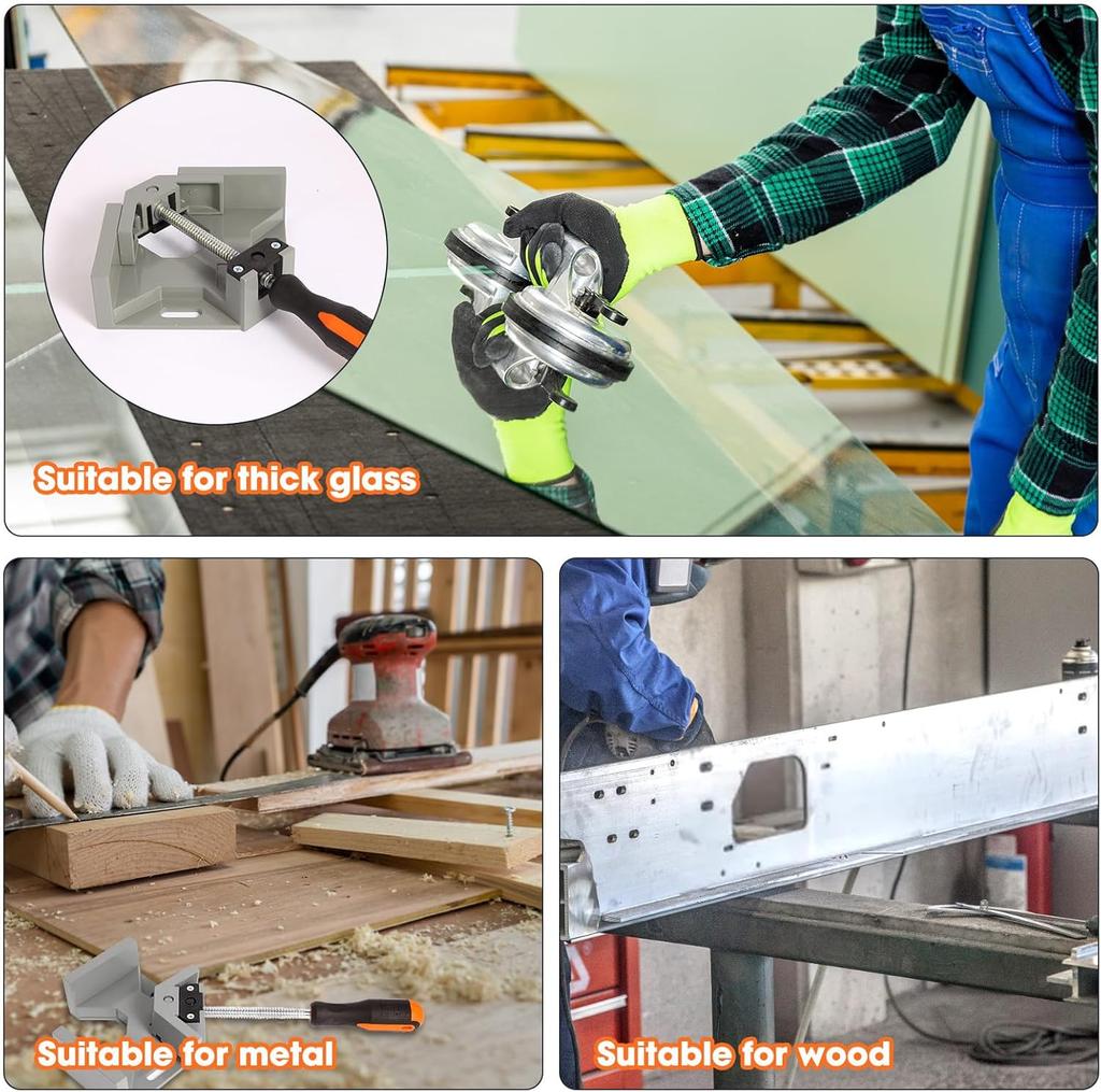 Aluminum Alloy Wood Working Jigs Photo Frame 90 Degrees Angle Clamp Single Handle Adjustable Swing Jaw for Welding Woodworking