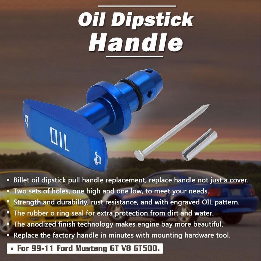 Car Oil Dipstick Pull Handle Engine Oil Pullhandle Aluminum Billet Automobile Replacement For Ford Mustang GT V8 OT-1014