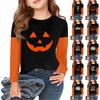 Футболки с длинным рукавом для девочек на Хэллоуин, детские осенние топы с круглым вырезом, базовые футболки 2-11 лет