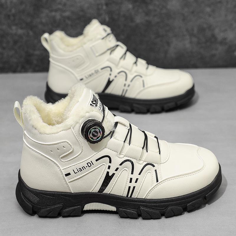 2025 Зимние мужские высокие утепленные хлопковые ботинки с поворотной пряжкой - ботинки Мартин в британском стиле