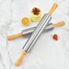 Yousheng Stainless Steel Rolling Pin for Baking Pizza Dough Bread Pie Pastry Rollers with Wooden Handles Adjustable Thickness Kitchen Tools