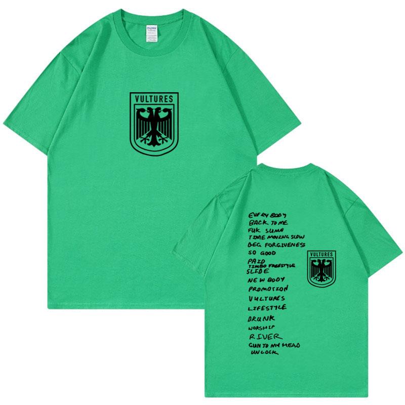 Vultures Канье Уэст Новый Музыкальный Альбом Логотип Футболка Мужская Одежда Хип-Хоп Панк Футболка Унисекс Винтажные Хлопковые Футболки с Коротким Рукавом