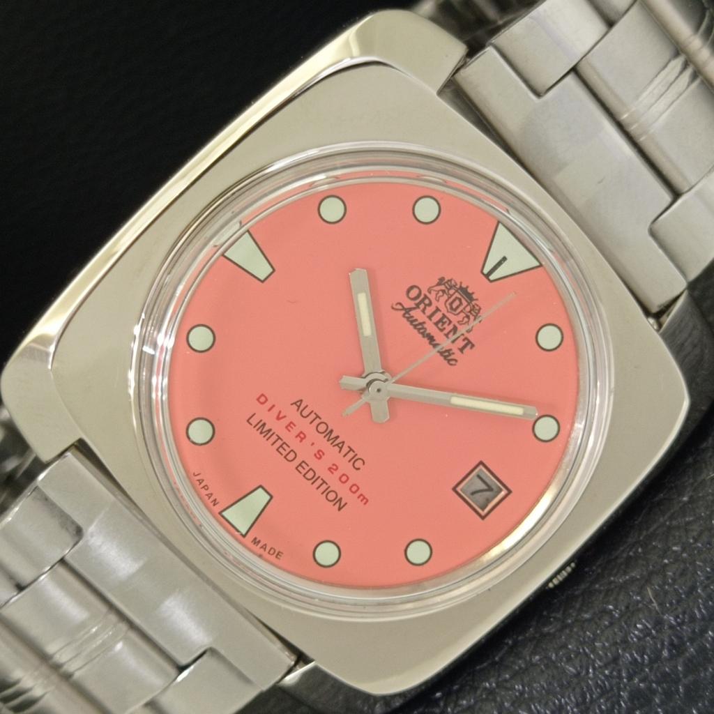 USED ORIENT AUTOMATIC 46941 JAPAN MENS VINTAGE PEACH COLOR DIAL WATCH A702210-5 R123-a702210
