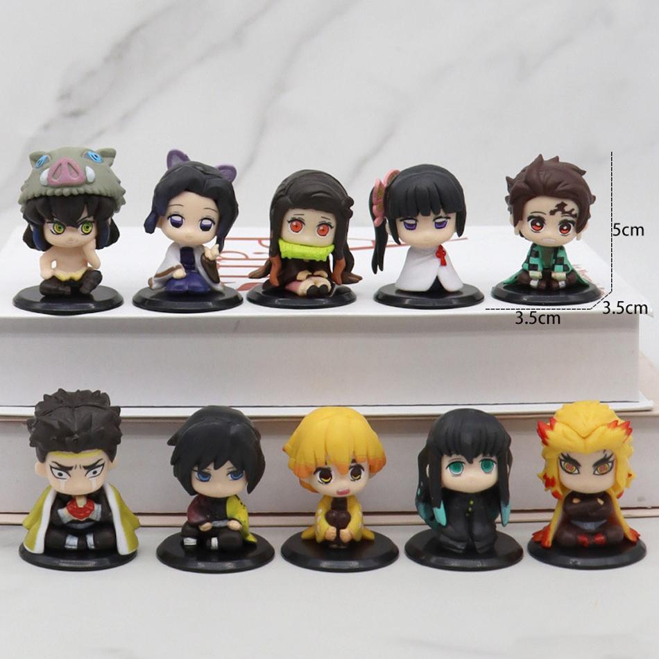 Фигурка Игрушка Клинок Рассекающий Демонов Аниме Kimetsu no Yaiba Q Версия Сидящий Танджиро Незуко Иноске Зеницу PVD Фигурка Модель Кукла Подарок