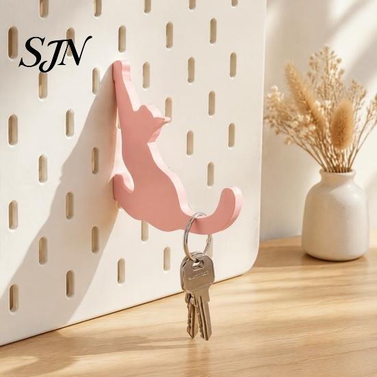 Cat Shaped Wall Hangers 4PCS for Pegboard, Organizer Decorative Storage Perforated Board Accessories Hooks, Stable PLA Structure Holders Home