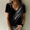 Летняя Новинка 3D Элегантная Атмосфера V-образный вырез Короткий рукав Рубашка Модная Женская Футболка Одежда Женская Футболка