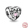 925 Sterling Silver Angel Mom Family Heart Series Shine Beads Fit Original Fashion Charms Bracelets Women DIY Jewelry