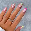 Rainbow Lines False Nails Long Square Press On Nails Fashion Nail Tips Women Girls