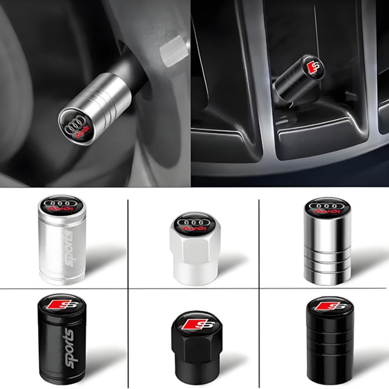 2026 4Pc Car Wheel Tire Valve Cap Badge Emblem Air Stem Tyre Plug For 4UYUE S A3 A5 A6 A1 A2 A4 A7 A8 Q1 Q2 Q3 Q4 Q5 Q6 Q7 Accessories