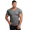 Do The Work Summer V Neck Men Knitted Gym Sports Slim Fit Male Fitness Bodybuilding Printed Workout Short Sleeve T-shirt