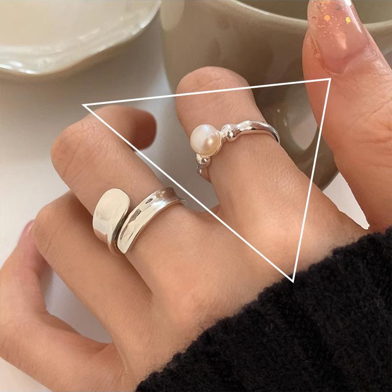VENTFILLE 925 Stamp Silver Color Cool Multiple Styles Irregular Rings Pearl Crystal Zircon Jewelry Girls Gift Dropshipping