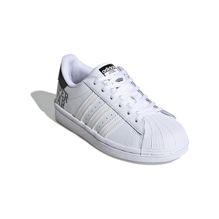 adidas Originals Superstar J Кожаные Устойчивые к истиранию Низкие Детские Скейтбордические Кроссовки Белые FV3749