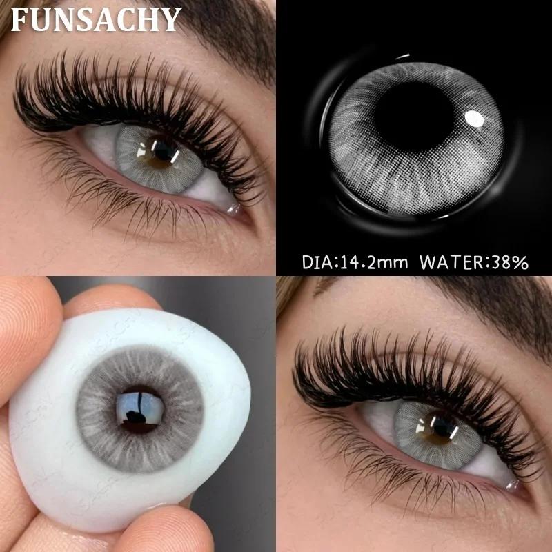 FUNSACHY 1 пара цветных зрачков для глаз Контакты для больших глаз Годовые Натуральный коричневый Косметические Зеленые линзы для цвета глаз Серые линзы для красоты