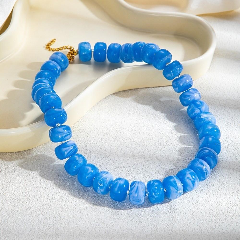 Acrylic Ladies Jewelry Flat Round Bead Acrylic Beaded Necklace Beach Jewelry
