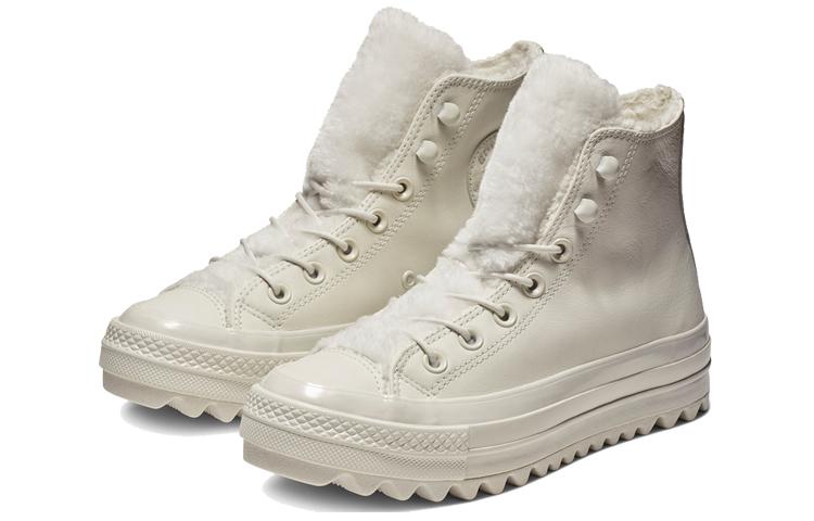 Converse Кеды Chuck Taylor All Star Street Warmer Ripple High Top на толстой подошве, чисто белые, женские 562423C
