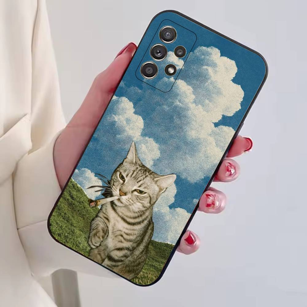 Милые мемы про домашних кошек Чехол для телефона Для Samsung S25,S24,S21,S22,S23,S30,Ultra,S20,Plus,Fe,Lite,Note,10,Черный чехол