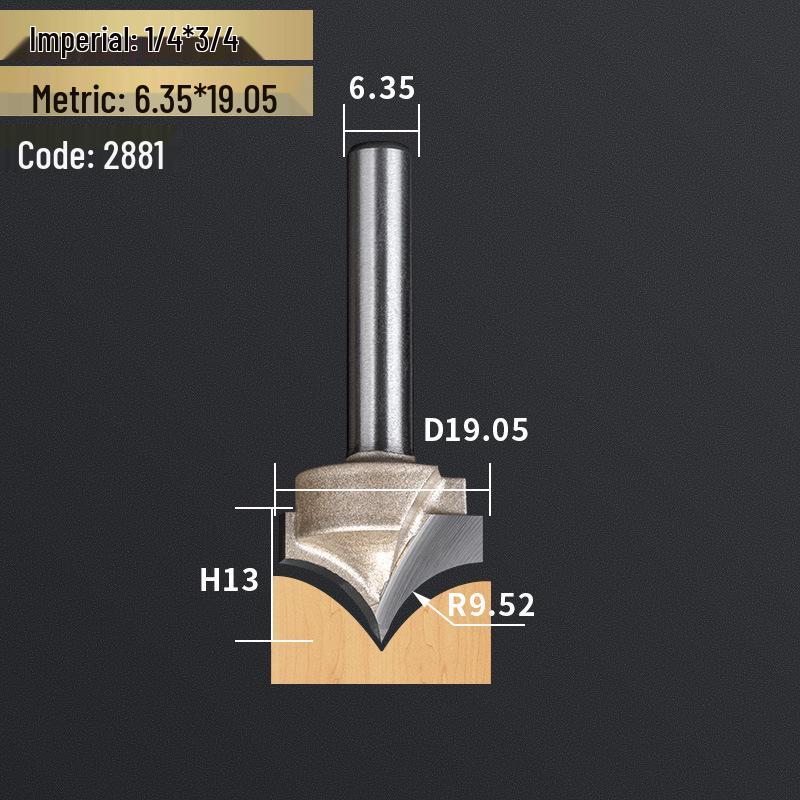 Профессиональный резьбовой нож с острым наконечником из вольфрамовой стали с хвостовиком 1/2" и фреза для обрезки с хвостовиком 1/4" для деревообработки