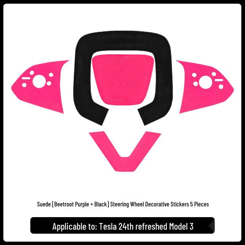 Suede Steering Wheel Cover & Button Stickers for Tesla Model Y/3