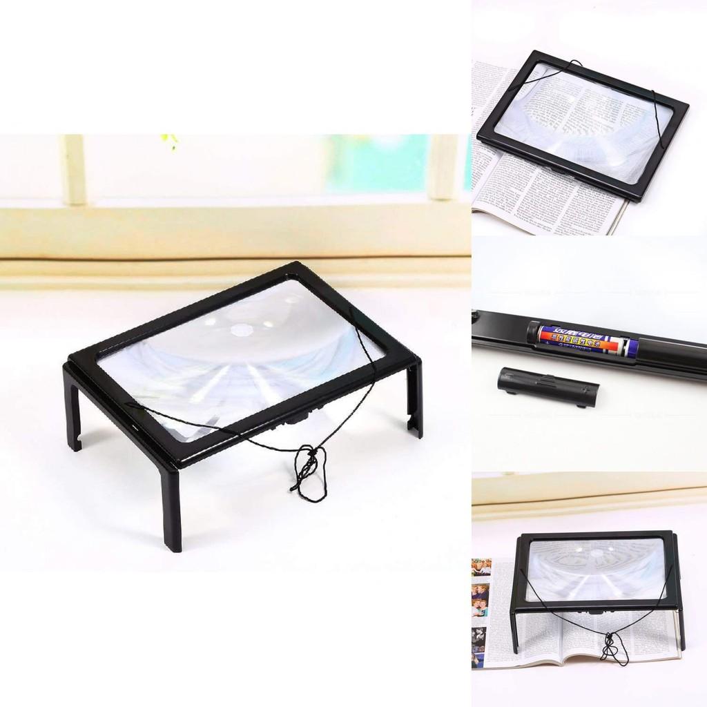 Foldable Portable A4 Rectangular 3x Reading Magnifying Glass With Led Light For Senior Use Creative Desk Accessory