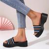 Fashion 2024 Summer New Women Fish Mouth Thick Solid Outerwear Casual Open Toe One Line Beach Sandals Slippers 35-43