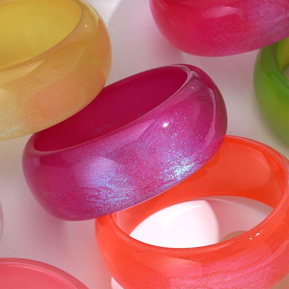 Geometric Design Irregular Wide Bracelet Glitter Big Round Transparent Hand Ring Gift
