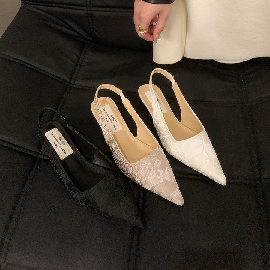 Nai Pai Французские Вечерние Туфли на Высоком Каблуке Ретро Остроносые Одинарные Туфли Женская Обувь 2025 Лето Новые Китайские Красивые Босоножки с Закрытым Носком