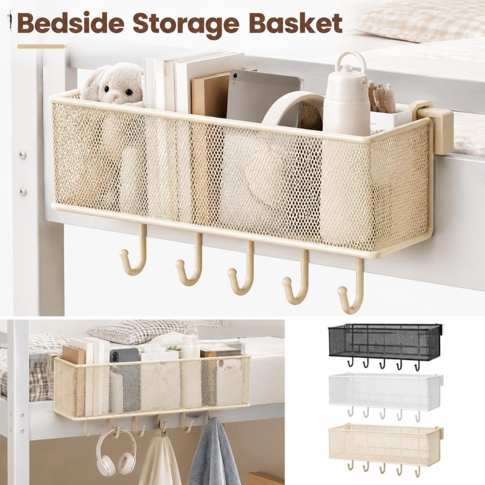 Hanging Bedside Hanging Basket with Hook Bedside Shelf Durable Bed Storage Rack Upper Bunk
