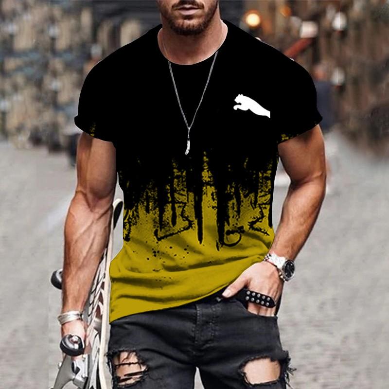 Мужская футболка с градиентным дизайном, с принтом, повседневная, с коротким рукавом, для улицы, уличная мода, мужская рубашка, одежда больших размеров