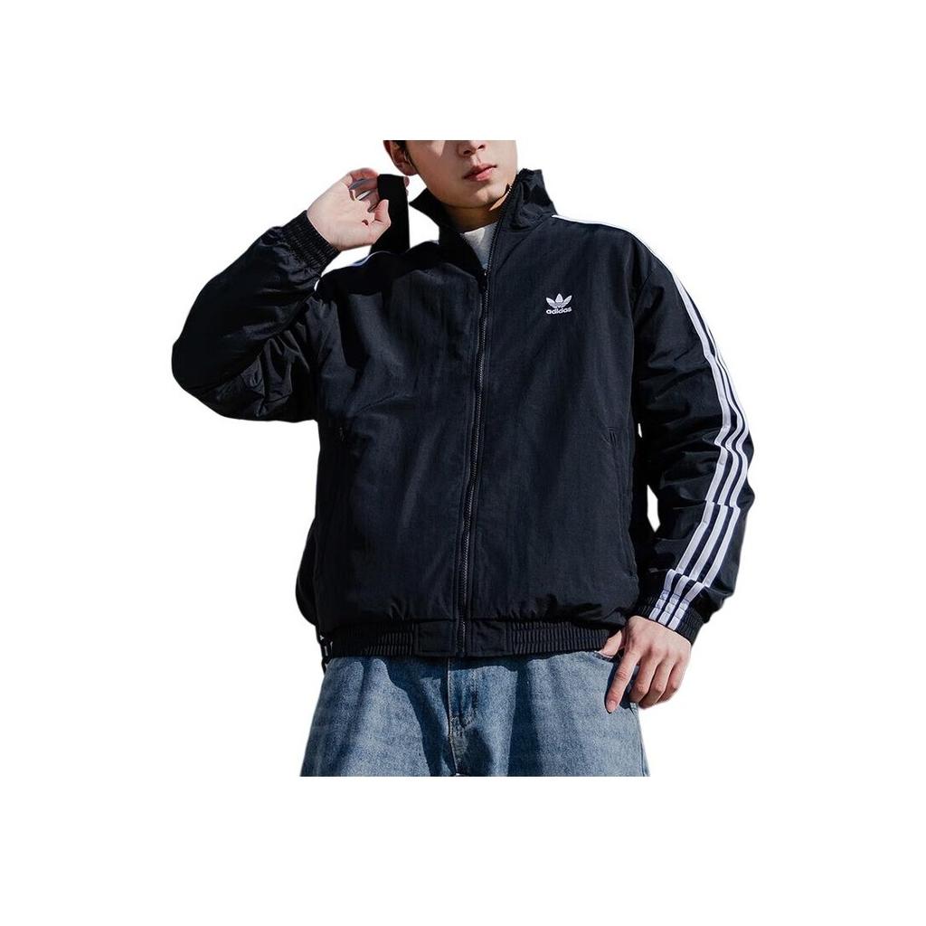 adidas Оригинальная мужская куртка Firebird Woven Stand Collar Retro Fashion Loose Versatile Logo Jacket Black KB2466