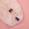 Amethyst Natural Stone Silver Flower Necklace