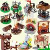 Средневековый город Строительные блоки MOC Кухня Дом Мебель Спальня Столовая Фигурки солдат Шлем Сборка Кирпичи Игрушки