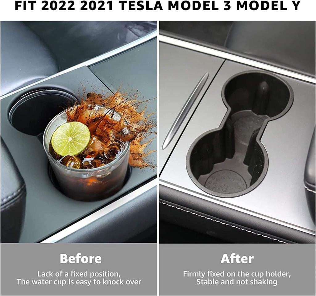 Tesla Model 3 Model Y Cup Holder Insert  Upgraded Washable Silicone Console Car Cup Holder Tesla Accessories